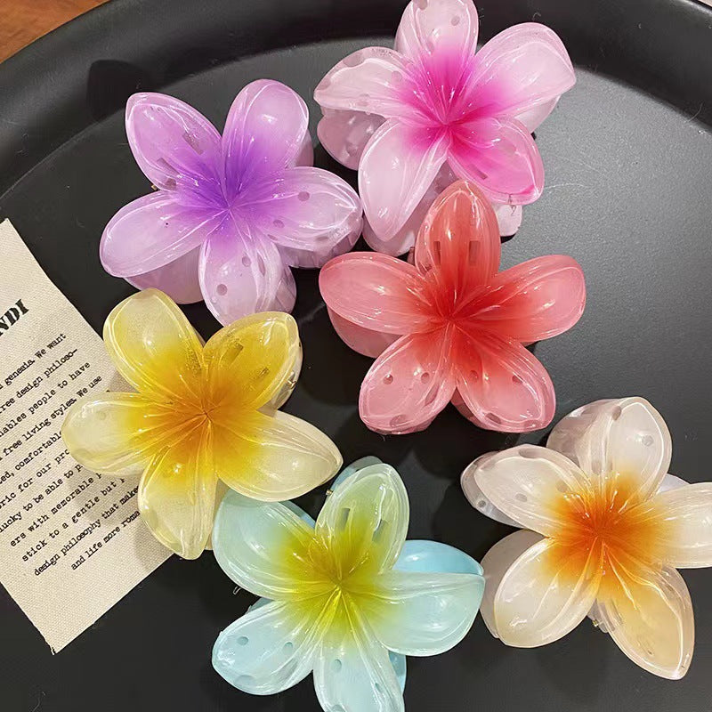 Wholesale Colorful Acrylic Egg Flower Women's Head DIY Shark Clip Hairpin Jewelry